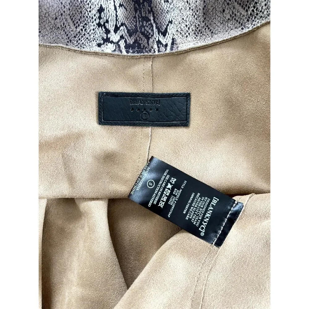 Blank NYC Python Print Faux Suede Longline Duster Coat Neutral Taupe Womens Sm